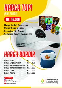 Topi Sekolah & Topi Putih Polos Bordir Technopark